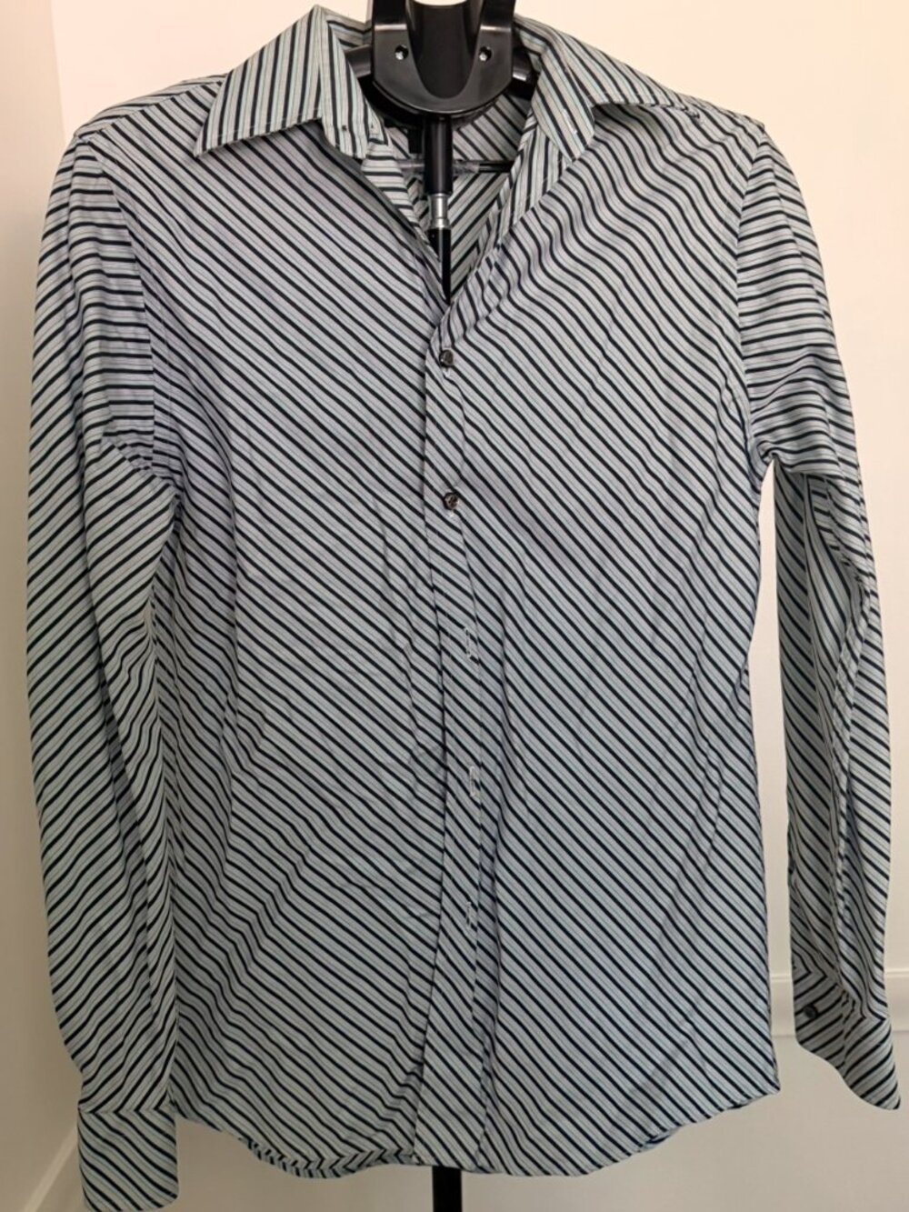 Express Blue Striped Button Down Long Sleeve Top Size S
